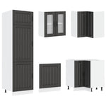 ZNTS 14 Piece Kitchen Cabinet Set Lucca Black Engineered Wood 3314982