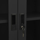 Office Cabinet Anthracite 90x40x180 cm Steel and Tempered Glass 335941