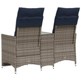 Reclining Garden Sofa 2-Seater with Table Grey Poly Rattan 365719
