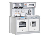 Kids Wooden Toy Kitchen Pretend Play Cooking Playset w/ Sound & Light Effect, Battery Operated T3398P378967