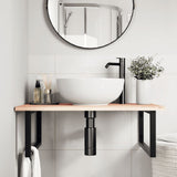 Basin Shelf Wall Mounted Steel and Solid Wood Oak 3302633