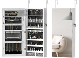 108 x 37cm Lockable Jewellery Cabinet, with LED Lights - White Surface and Black Lining T3398P341281