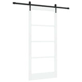 Sliding Door White 93 x 202 cm Solid Pine Wood and Glass 3332344