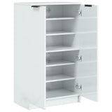 Shoe Cabinet High Gloss White 59x35x100.5 cm Engineered Wood 811445