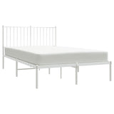 Metal Bed Frame without Mattress with Headboard White 120x190cm 350928