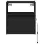 ZNTS Wall-mounted Bedside Cabinet with LED Lights Black 3307977