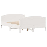 Bed Frame without Mattress White 135x190 cm Double Solid Wood Pine 3301798