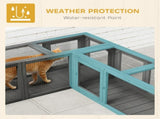 Cat Tunnel, 250cm Extra Long Wooden Cat Play Tunnel with 8 Doors, L-shape/Rectangle, Outdoor Cat T3398P553479