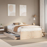 Bed Frame without Mattress with Drawers 140x190 cm Solid Wood Pine 3308816