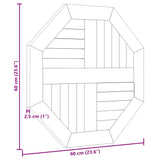 Table Top 60x60x2.5 cm Octagonal Solid Wood Teak 366664
