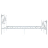 Metal Bed Frame without Mattress with Footboard White 137x190cm 376568