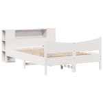 ZNTS Bed Frame without Mattress White 135x190 cm Double Solid Wood Pine 3323309