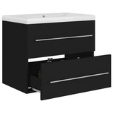 Sink Cabinet with Built-in Basin Black Engineered Wood 3099042