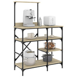 Baker's Rack Sonoma Oak 90x40x132 cm Engineered Wood and Metal 845417
