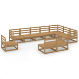 10 Piece Garden Lounge Set Honey Brown Solid Pinewood 3075797