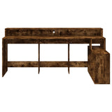 Desk with LED Lights Smoked Oak 200x104x91 cm Engineered Wood 3309469