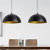 ZNTS Ceiling Lamp 2 pcs Height-adjustable Semi-spherical Black 241113