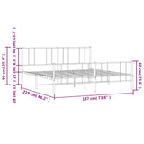 Metal Bed Frame without Mattress with Footboard White 183x213cm 352552