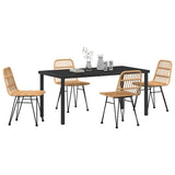 Garden Dining Set 5 pcs Brown Powder-Coated Steel 3379194