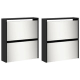 Shoe Cabinet with Mirror 4-Layer Black 63x17x134 cm 3228274