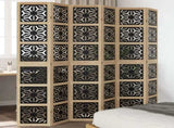 Room Divider 6 Panels Brown and Black Solid Wood Paulownia 358811