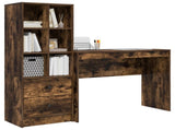 Desk with Drawer with Shelf with Storage 2 pcs Smoked Oak 3337333