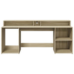 Desk with LED Lights Sonoma Oak 200x55x91 cm Engineered Wood 3309440