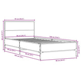 Bed Frame without Mattress Smoked Oak 90x190 cm Single 845564