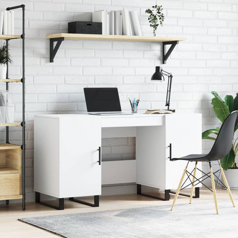 ZNTS Desk White 140x50x75 cm Engineered Wood 829572