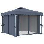 Gazebo with Curtain&LED String Lights 3x3 m Anthracite 3070347