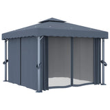 Gazebo with Curtain&LED String Lights 3x3 m Anthracite 3070347