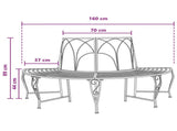 Tree Bench 4-Seater 160 x 80 x 89 cm Steel Silver Grey 42029514