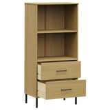 Bookcase with 2 Drawers Brown 60x35x128,5 cm Solid Wood "OSLO 351009
