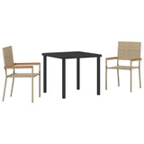 Garden Dining Set with Cushion 3 pcs Beige Poly Rattan 3379716