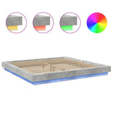 Bed Frame with LED Lights without Mattress Concrete Grey 200x200cm 3281073