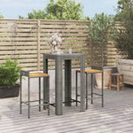 3 Piece Garden Bar Set Grey Poly Rattan&Solid Wood Acacia 3187707