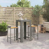 3 Piece Garden Bar Set Grey Poly Rattan&Solid Wood Acacia 3187707