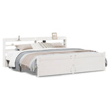 Bed Frame with Headboard without Mattress White 200x200 cm 3306771