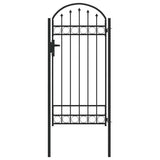 Fence Gate ASSEN 100 x 195 cm Powder-Coated Steel Grey Lockable 42008929