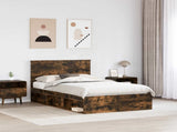 Bed Frame Smoked Oak 120 x 190 cm Solid Pine Wood 3411041