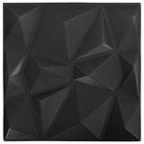 3D Wall Panels 48 pcs 50x50 cm Diamond Black 12 m 150916