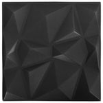 3D Wall Panels 48 pcs 50x50 cm Diamond Black 12 m² 150916