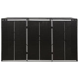 Triple Wheelie Bin Shed Black 207x80x117 cm Poly Rattan 319862