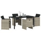 Garden Dining Set with Cushion 5 pcs Light grey Poly rattan 3379962