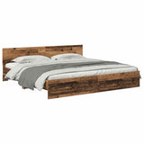 Bed Frame with Headboard Old Wood 200 x 200 cm Engineered Wood 3403601
