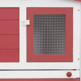 Outdoor Large Rabbit Hutch Red and White 201x45x85 cm Wood 170845