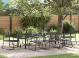 Garden Dining Set 9 pcs Black Powder-Coated Steel 3379393