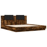 Bed Frame with LED without Mattress Smoked Oak 160x200 cm 3210000
