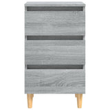 Bed Cabinet with Solid Wood Legs Grey Sonoma 40x35x69 cm 813136