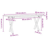 Coffee Table X-Frame 110x40x45 cm Solid Wood Pine and Steel 3282689